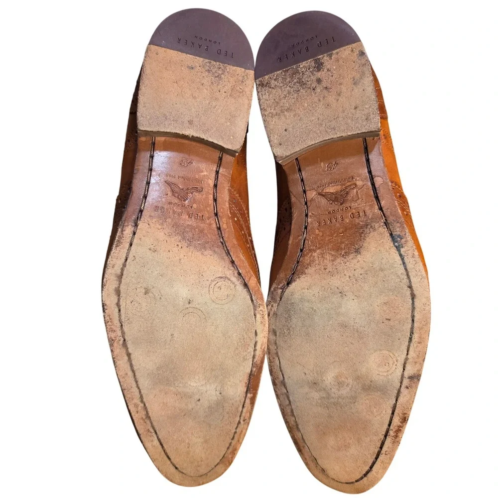 Ted Baker Gryene Men Tan Brown Leather Wingtip‎ Brogue Dress Shoes Size 10